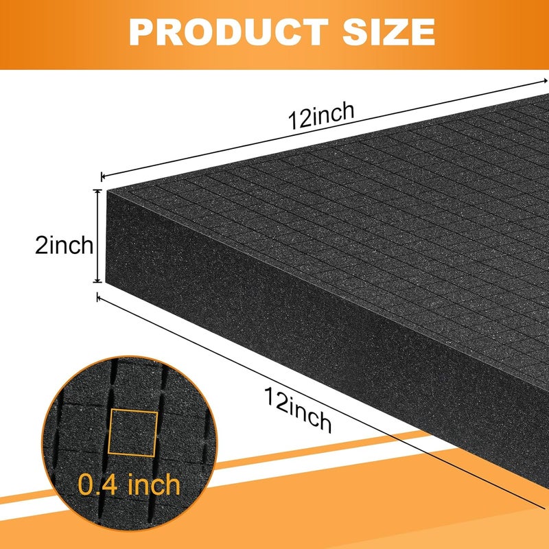Eunice 6Pcs Polyurethane Foam Inserts -12 x 12 x 2 Inch Pick and Pluck Foam Padding Sheets for Tool Box, Camera Storage and Crafts - Image 2